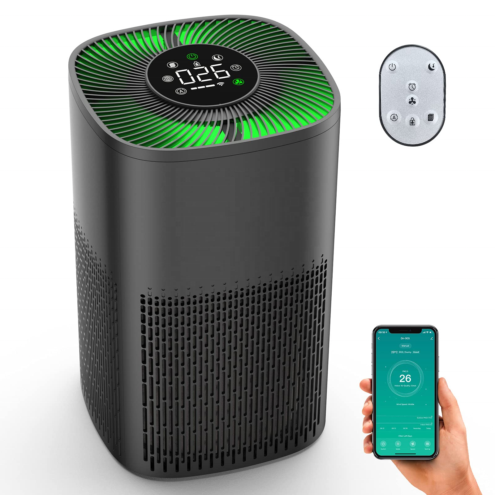 Nieuwe Unieke Producten Wifi Luchtreiniger Witte Ruis Machine Smart Air Cleaner Home