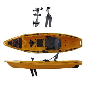 single person plastic sit on top fishing pedal kayak with rudder system and pedal system
