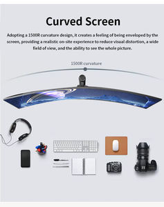 Monitor curvo para juegos HDR VA de 49 pulgadas, 144Hz/165Hz, 1ms de tiempo de respuesta, 100% SRGB, luz azul baja, altura ajustable, pantalla ancha para PC - Product Image 3