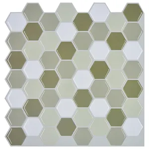 Pegatina de vinilo blanco hexagonal, papel tapiz autoadhesivo, azulejos de pared de pelar y pegar 3D para cocina y baño, contra salpicaduras