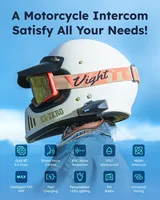 Intercomunicador para Motocicleta ASMAX S1 con GPS, Música, Comunicación para 8 Motociclistas, Micrófono FM y ENC, Control por Voz, Auriculares Impermeables IPX7