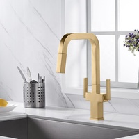 Robinet de cuisine en laiton chromé à double poignée pour hôtel, vente en gros, torneira cocina swing 360