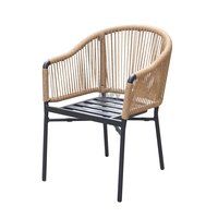 Haute qualité moderne étanche Restaurant empilable en aluminium corde chaise de jardin moderne corde à manger chaise avec bras luxe en plein air