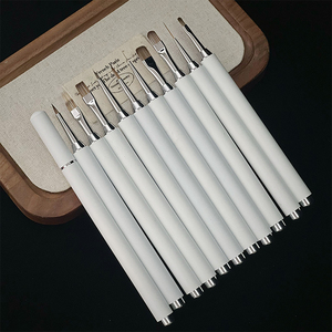 Pinceau à ongles avec manche blanc, couvercle magnétique pour stylo, logo personnalisé, marque privée, pinceau professionnel pour manucure et nail art en salon - Product Image 3