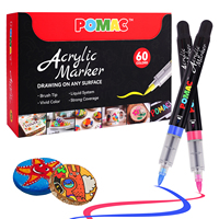 POMAC – Coffret de 60 marqueurs acryliques liquides directes, assortiment complet de stylos de peinture Acuarela Aquarell, kit d'art pour studio