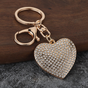 Fashion Creative Rhinestone Inlaid Heart Keychain Pendant <b>Couple</b> Bag Car Key Ring <b>Ornament</b> Accessory for Valentine Gift - Product Image 4