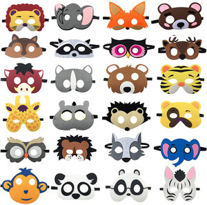 DAMAI Safari Jungle Animal Party Face Cover for Kids Felt Animals Cartoon Face Accessory for Woodland Theme Birthday Party - Product Image 5