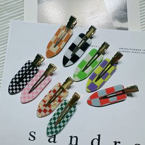 Pala pico de pato abolladura plana flequillo salón maquillaje comprobar pinzas para el cabello sin arrugas sin rastro pliegue menos sin doblar pinza para el cabello a cuadros - Product Image 5