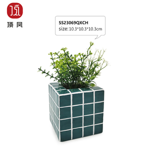 <span class=keywords><strong>Vase</strong></span> <span class=keywords><strong>carré</strong></span> stéréoscopique de haute qualité avec motif à carreaux <span class=keywords><strong>Vase</strong></span> à fleurs en céramique - Product Image 2
