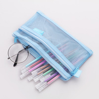 Mayorista Personalizar Malla Transparente Bolsa de Maquillaje Cosmético Escuela Papelería Portátil Bolsas de Lápiz de Malla