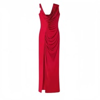 Nouvelle Robe de Soirée Élégante pour Femme, Coupe Ajustée, Taille Haute, Longueur Ras du Sol, Plissée Irrégulière à la Française, Lavable, Idéale pour l'Été