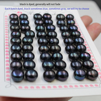 Vente en gros d'eau douce naturelle 5-6mm noir cuit à la vapeur chignon bouton perle bijoux demi-trou visage boucles d'oreilles avec accessoires en vrac