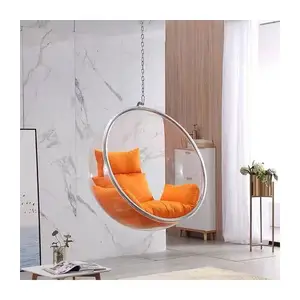 Interior Exterior Único mobiliário moderno Clear Swing acrílico pendurado bola ovo bolha cadeira sala de estar balanço cadeira