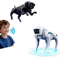 Chien robot en plastique télécommandé et à commande vocale, style influenceur ; Jouet éducatif robotique pour l'interaction parent-enfant