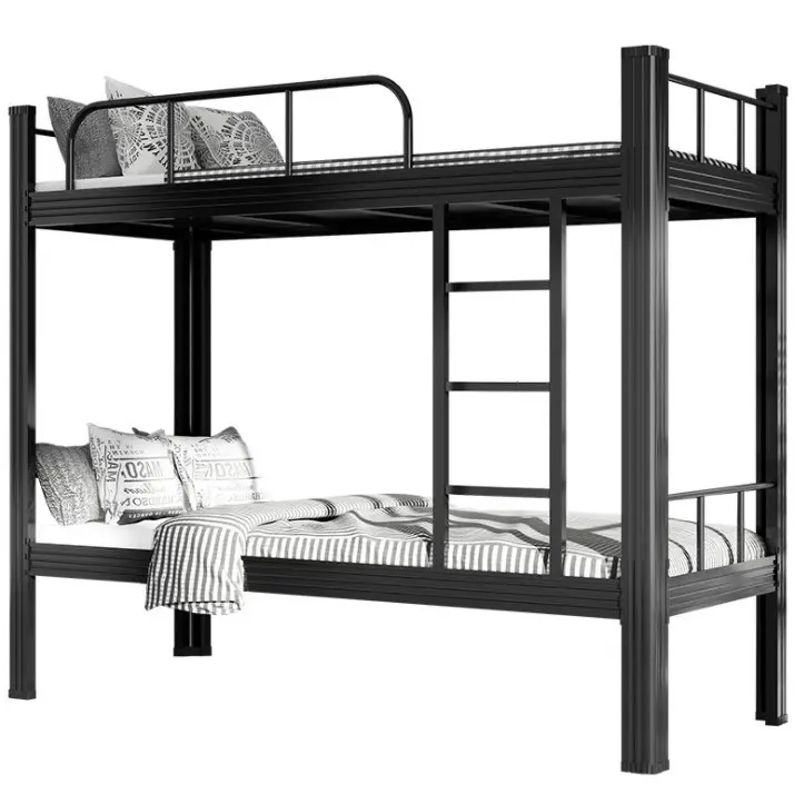 Double deck steel metal frame bunk bed decker bunk beds hostel bunker bed lit superpose tempat