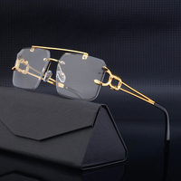 Partagas Lunettes de Soleil Vintage Rétro de Créateur Logo Personnalisé Sans Monture Carrées Double Pont Tête de Léopard UV400 pour Hommes