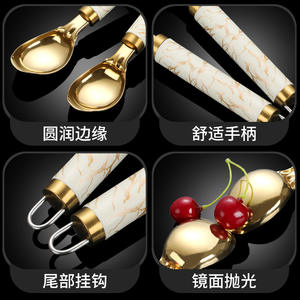 Cuillère à glace en acier inoxydable de qualité supérieure avec manche en marbre et finition titane pour servir les desserts et les fruits - Product Image 4