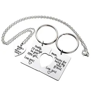 The most special gift stainless steel silver necklace keychain for dad mom mom daughter