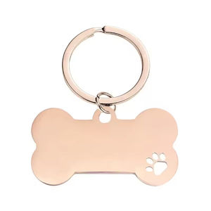 Plaques d'identification personnalisables pour animaux de compagnie (chats et chiens) en acier inoxydable vierges, pendentifs en forme d'os, porte-clés, souvenirs et chaînes - Product Image 5