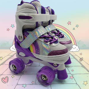 Patins à roulettes <span class=keywords><strong>quad</strong></span> pour enfants Ruidongle, roues lumineuses réglables, débutant, soutien extérieur, PVC double, design durable - Product Image 1