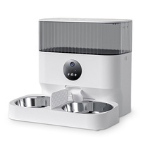 Distributeur automatique de nourriture pour animaux de compagnie intelligent à double bac en plastique ABS étanche avec écran LCD, contrôlé par application, alimenté par batterie, 5L, programmable