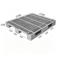 Palette en plastique à grille 4 voies pour entrepôt frigorifique 1200x1100, surface antidérapante en PEHD à 3 roulettes, prix de gros