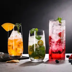 Customized Logo Highball Lead-Free Crystal Glass Stemless Wine Glasses Drinking Mojoto Juice Cocktail