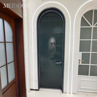 Porte d'entrée battante moderne en aluminium Meidoor avec vitrage simple trempé dépoli pour cuisine commerciale, villa et appartement