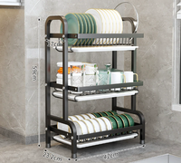 Égouttoir à vaisselle en tube de fer pour cuisine, support de rangement pour assiettes et bols avec bac de récupération des eaux