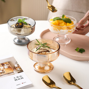 Remise d'usine bon marché Am Azon Hot Amber Grand bol à mélanger en verre Bol à salade rond en verre pour crème glacée - Product Image 5