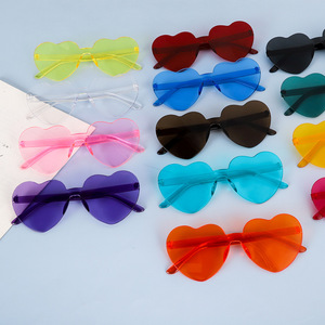 Colorful Wedding Favors Color <strong>Party</strong> One Piece rainbow Candy Sun <strong>Glasses</strong> Red <strong>pink</strong> love Heart Shaped Shades Sunglasses Wholesale - Product Image 3