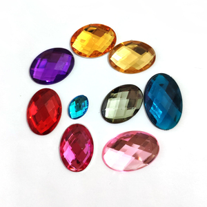 Diamantes de imitación ovalados facetados con reverso plano acrílico, técnicas cosidas, diamantes de imitación sueltos - Product Image 5
