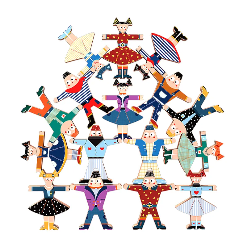 Танцевальной вечеринки тема укладка игрушки Баланс Деревянные блоки игра-головоломка для детей