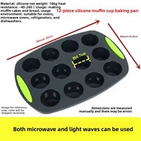Nouvelles moules à muffins en silicone WQS WQS-142, rondes et multiples, pour 12 tasses, résistantes au four, pour pâtisserie, cheesecake, pain
