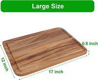 Planche à découper en bois d'acacia pour charcuterie, fromage, steak, avec rainure pour les jus, pour la cuisine, le camping et le service