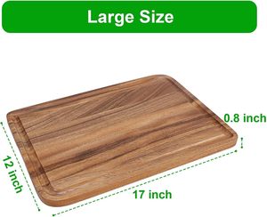 Planche à découper en bois d'acacia pour charcuterie, <span class=keywords><strong>fromage</strong></span>, steak, avec rainure pour les jus, pour la cuisine, le camping et le service - Product Image 2