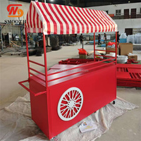Chariot à bonbons décoratif en fer rouge pour mariage, anniversaire, fête, avec roues mobiles, chariot à bonbons détachable