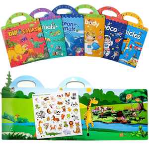 Livre d'autocollants réutilisables pour enfants, livre d'autocollants créatifs lavables en PVC, autocollants en gelée de dessin animé pour les tout-petits de 3 ans et plus, cadeaux d'anniversaire - Product Image 1
