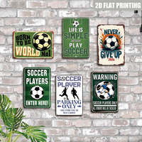 Letrero Metálico Plano de Fútbol, Impresión 2D, Decoración de Pared con Mensaje Deportivo Motivacional para Gimnasio, Patio Trasero, Sala de Deportes