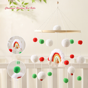 Style nordique <span class=keywords><strong>noël</strong></span> coloré boule <span class=keywords><strong>de</strong></span> laine arc-en-ciel lit cloche bébé berceau main-oeil Coordination jouets lit cloche lit suspendu - Product Image 3