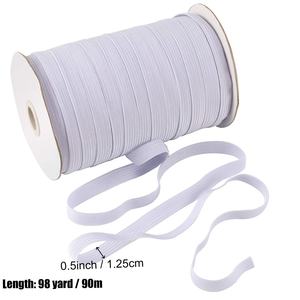 Stok pabrik grosir murah pita elastis kepang rajutan datar hitam putih 3mm 6mm 8mm 10mm bahan lateks elastis untuk garmen - Product Image 4