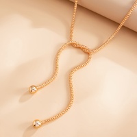 Colliers Lariat Tendance avec Pendentif Double Boule et Chaîne Popcorn pour Femme, Longue Chaîne de Pull Rétro, Accessoires de Mode, Bijoux