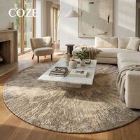 Nouveau style de tapis de chevet en laine personnalisé, design rond de luxe léger pour chambre à coucher et salon