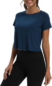 Tops de sport pour femmes en gros, à dos fendu, coupe courte - Mélange modal/spandex, écologique, séchage rapide, respirant, coupe ample - Product Image 3