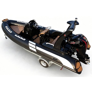 Bote Inflable Rígido de Hypalon PVC Negro de 19 Pies (5.80 <span class=keywords><strong>Metros</strong></span>), Yate Deportivo con Casco de Fibra de Vidrio en V Profunda, Estable para 8 Personas, Con/Sin Motor - Product Image 1