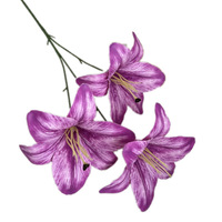 Fleurs artificielles haut de gamme imprimées en 3D, simulation de lys à 3 têtes pour décoration de salle de mariage, ruban de fleurs artificielles