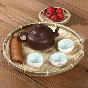 Cesta de almacenamiento tejida de bambú y cesta de mimbre y cesta para servir alimentos para uso en la cocina - Product Image 1