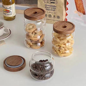 Frasco Hermético de Vidrio Borosilicato Hecho a Mano Estilo Japonés, Tapa de Silicona y Madera de Acacia, Apto para Vapor, Portátil, Gran Capacidad, para Almacenamiento de Alimentos - Product Image 2