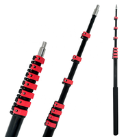 Perche de nettoyage télescopique extra longue avec tige en aluminium multi-sections pour les tâches à haute portée, poignée antidérapante et embout métallique