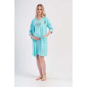 Ensemble de vêtements de nuit pour femmes enceintes : Tunique à double plis à manches courtes et robe à manches 3/4 avec poches - Product Image 4